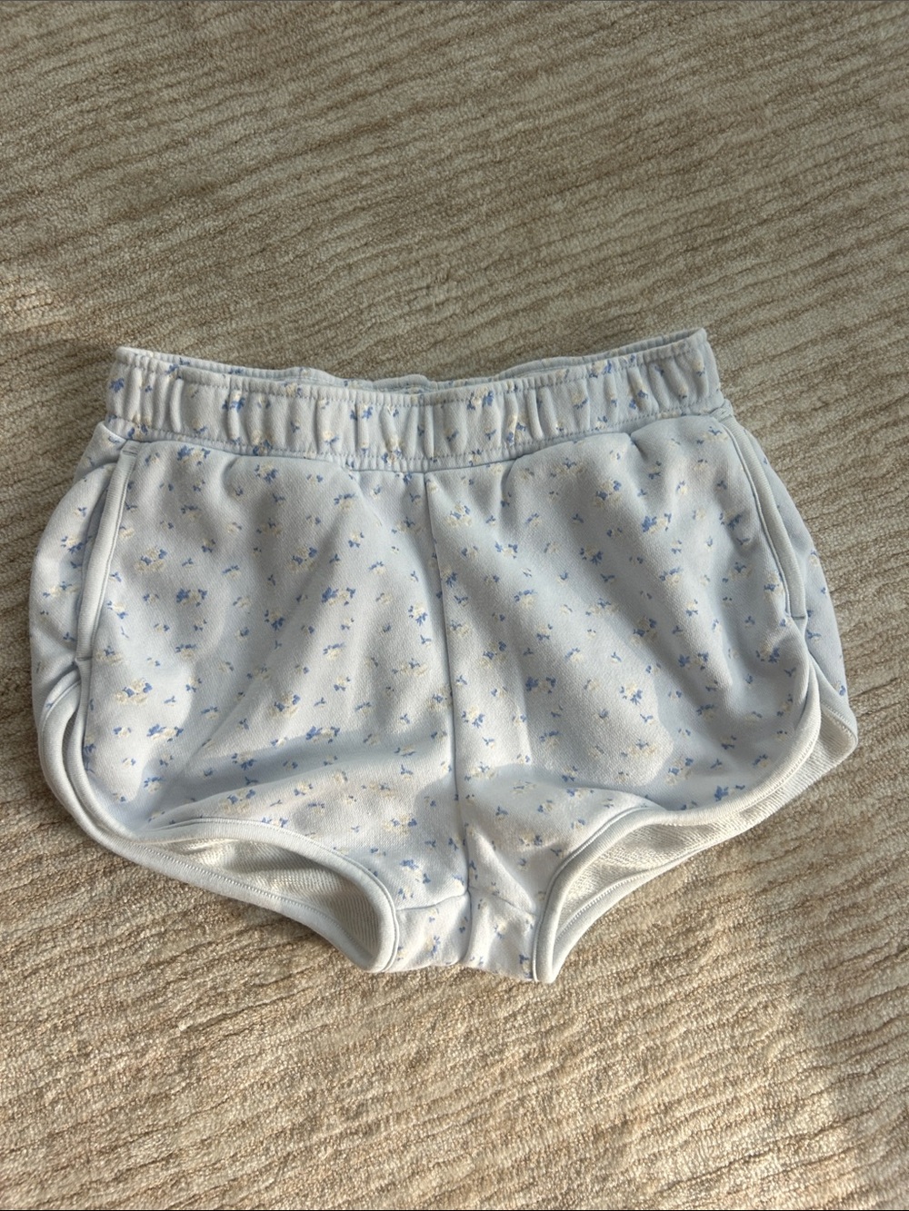 LoveShackFancy White & Light Blue Floral Knit Girls' Shorts